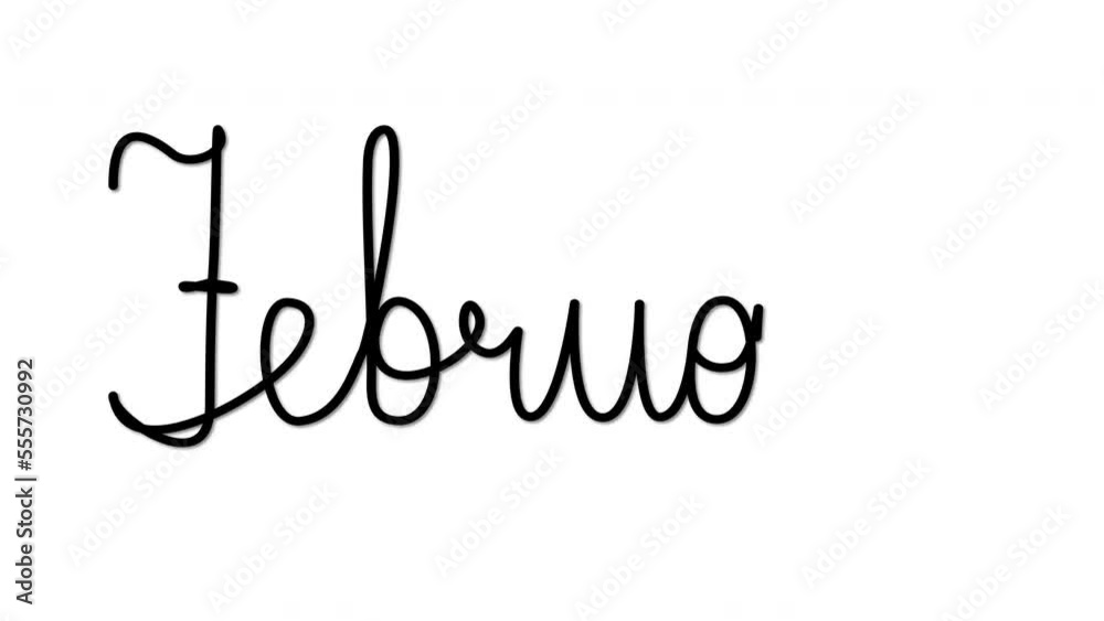 February word handwriting, text. Alpha channel, luma matte. Line art. February word handwriting, text. Alpha channel, luma matte. Line art.