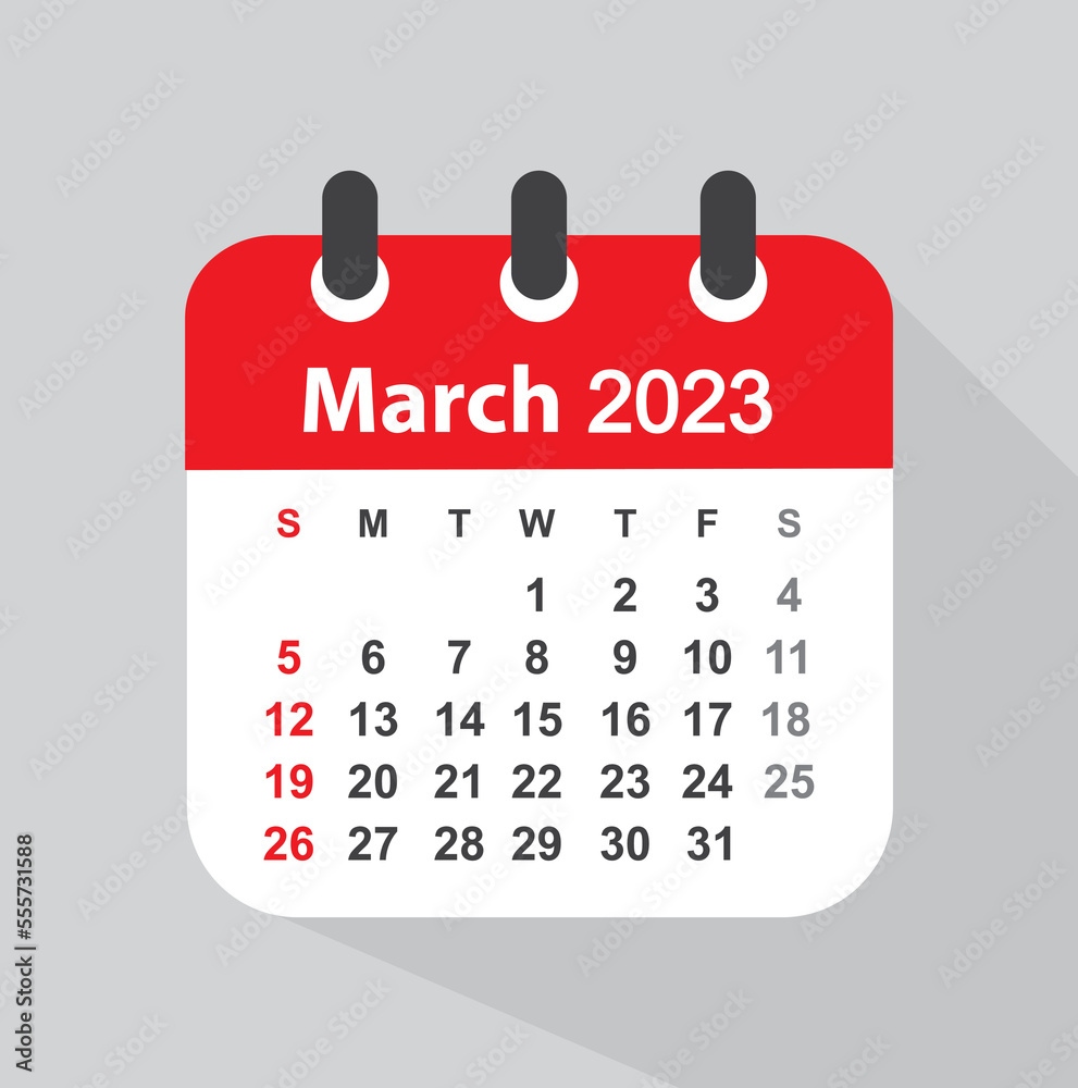 March 2023 Calendar Leaf - vector, graphic page. March 2023 Calendar Leaf - vector, graphic page.