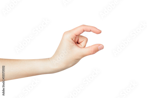 Fotografija Slightly - gesture with hands on a white background