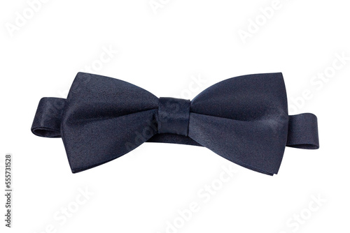 Dicky bow is dark blue. Bow tie isolated on white