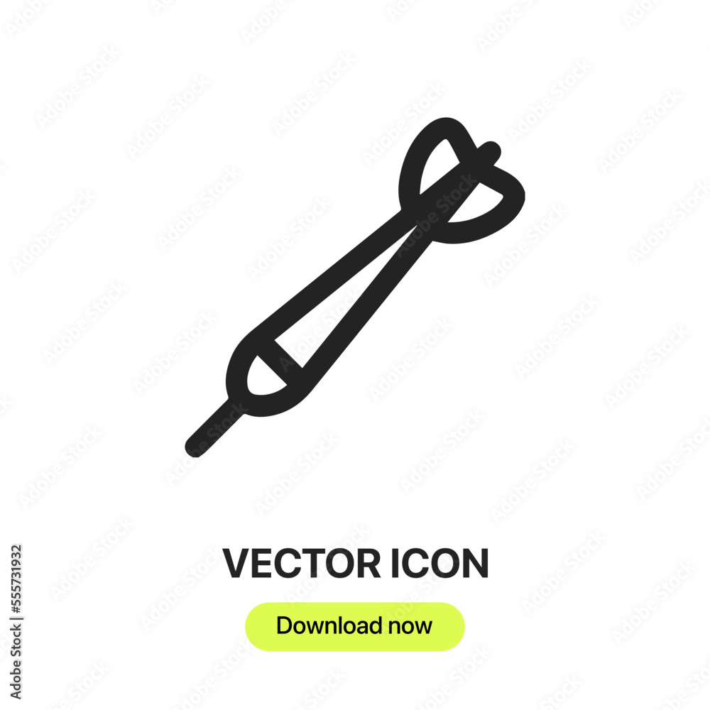 dart icon vector. Linear style sign for mobile concept and web design. dart symbol illustration. Pixel vector graphics - Vector.