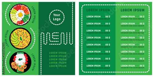 Rice tow fold green menu