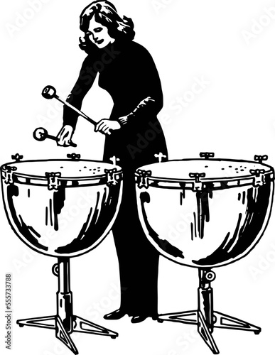 drummer playing drum music instrument illustration