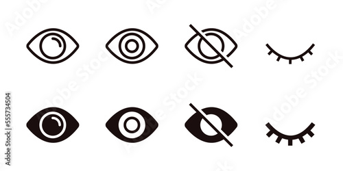 Set of eye visible view icons vector design see and unsee symbol