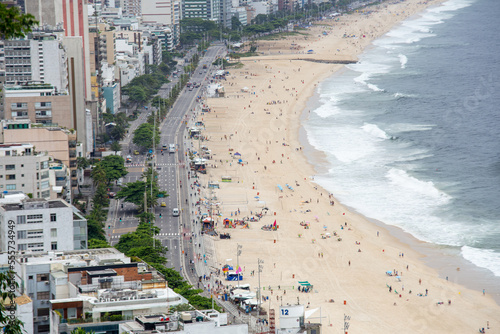 leblon beach seen from cliff viewpoint in Rio de Janeiro, Brazil. photo