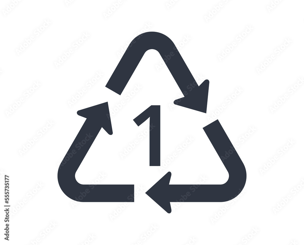 Recycle PET icon, number 1.
Recycle PET icon, number 1.