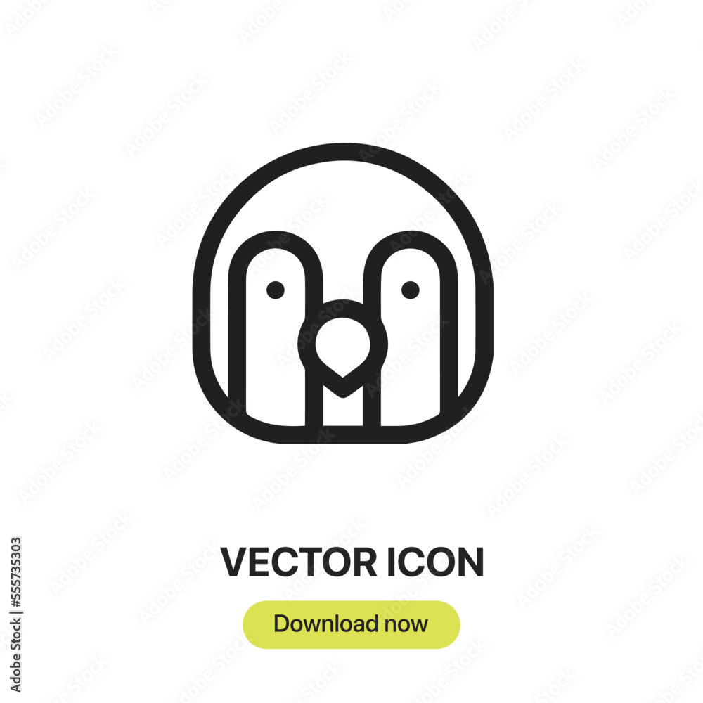 Penguin icon vector. Linear style sign for mobile concept and web design. Penguin symbol illustration. Pixel vector graphics - Vector.