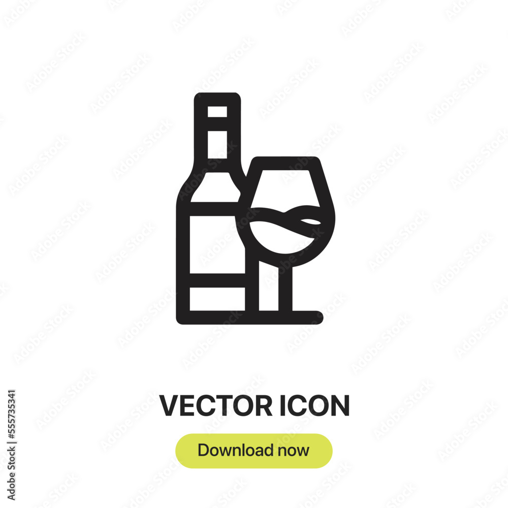 wine icon vector. Linear style sign for mobile concept and web design. wine symbol illustration. Pixel vector graphics - Vector. wine icon vector. Linear style sign for mobile concept and web design. wine symbol illustration. Pixel vector graphics - Vector.