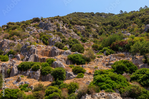 The ruins of a sunken ancient city on the island of Kekova Lycian Dolichiste in Turkey in the province of Antalya photo