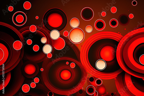 abstract backdrop circles in blazing red for the backdrop. Generative AI