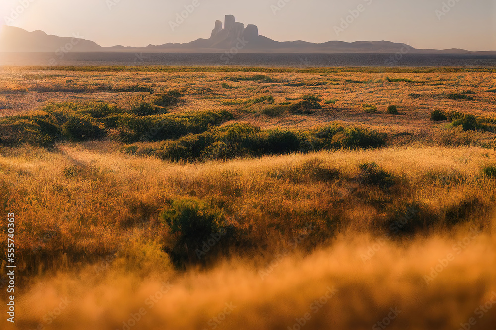 Beautiful remote texas landscape with mountains in the back (Generative AI)