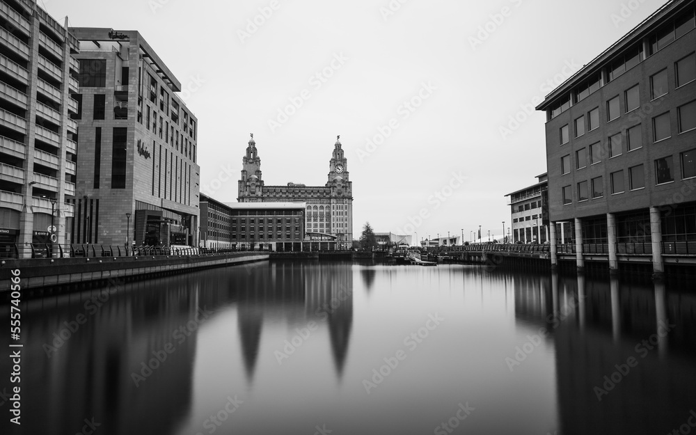 Liver Building reflecting in Princes Dock