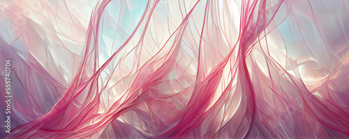 Modern delicate pink lines and waves as abstract wallpaper background (Generative AI)