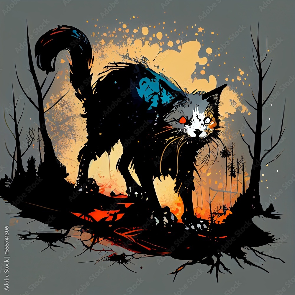 creepy cat illustration - generative AI creepy cat illustration - generative AI