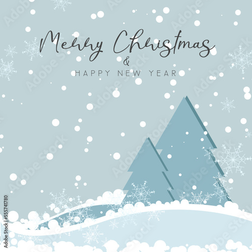 Winter background with New Year and Christmas greetings in soothing colors