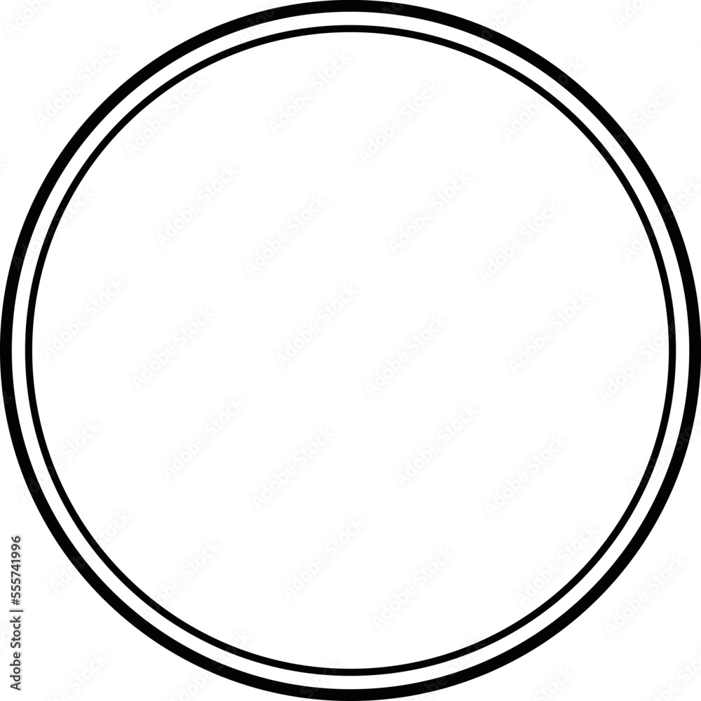 Double Circle Frame Design Border Outline Highlight Style Vector Stock