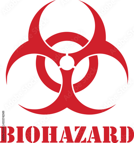 Biohazard Text in Red Caution Warning Danger Sign photo