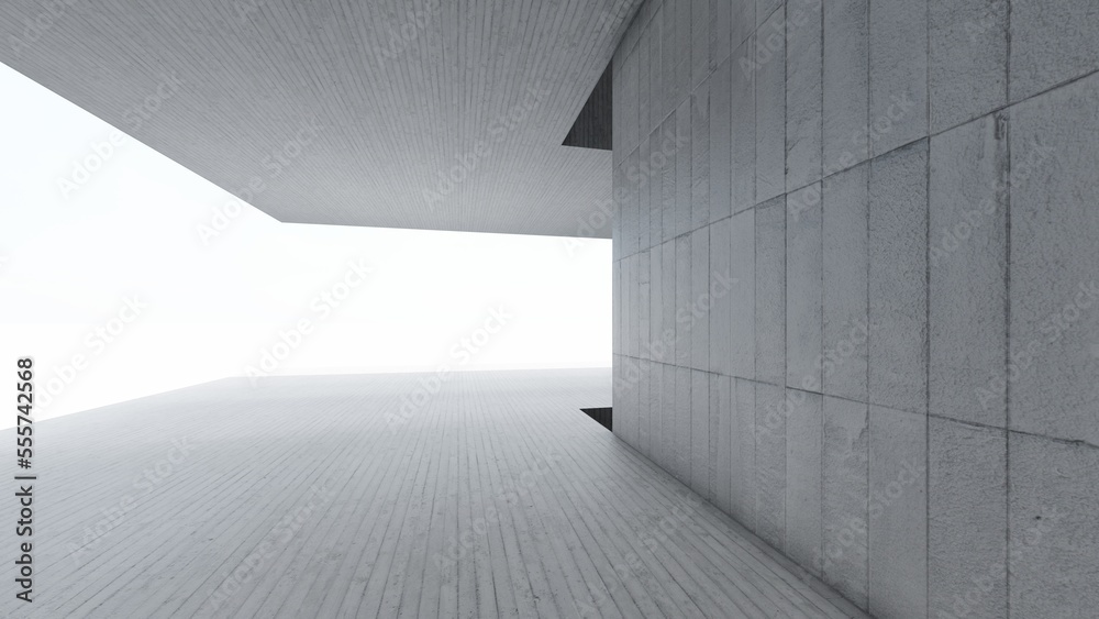 Obraz premium Architecture background geometric concrete wall in interior 3d render