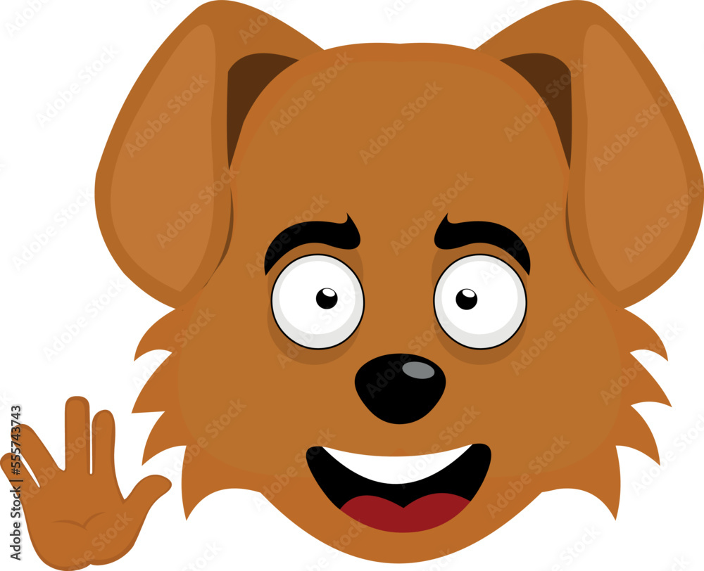 vector illustration of the face of a cartoon dog with a cheerful expression and the classic vulcan salute with the hand vector illustration of the face of a cartoon dog with a cheerful expression and the classic vulcan salute with the hand