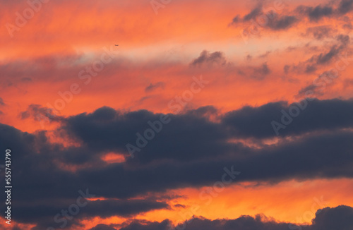 sky with clouds and lots of colours at sunset