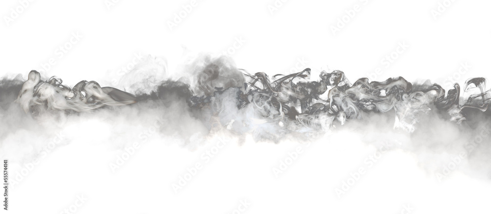Ink white, gray color smoke wave blot on Png transparent Abstract background. .
