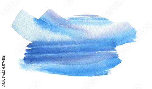 Blue Watercolor flow brushstroke blot smear Painting colors. Abstract texture stain on Png tranparent background.