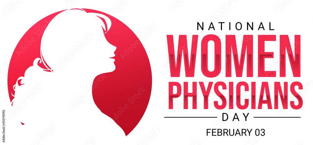 National Women Physicians Day Wallpaper with typography and design on the side. Physicians day for women backdrop