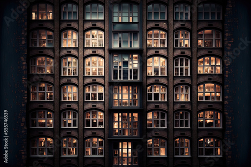 windowed apartment building. Generative AI