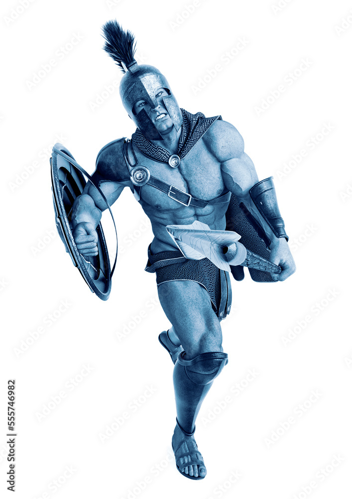 ancient warrior is doing a deffence pose close up view ancient warrior is doing a deffence pose close up view
