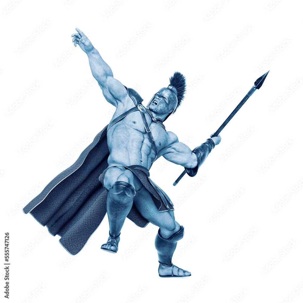 ancient warrior in throwing the spear front view ancient warrior in throwing the spear front view