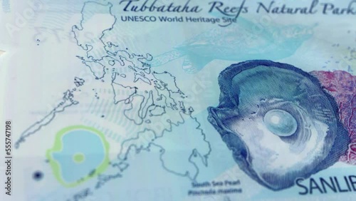 Philippines Philippine Peso 1000 Banknotes, One Thousand Philippine Peso, Close-up and macro view of the Philippine Peso, Tracking and Dolly Shots 1000 Philippine Peso banknote Observe and Reserve