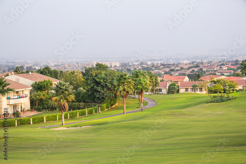 Beautiful view of the green lawn in Sheikh Zayed, Egypt