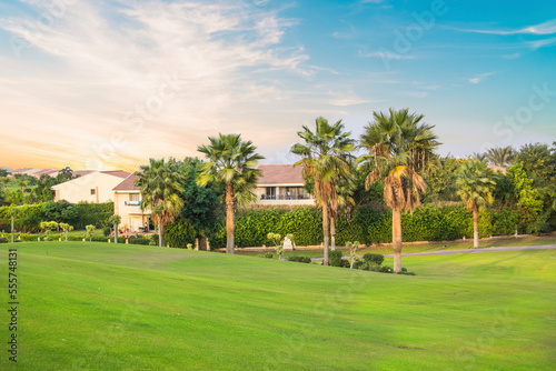 Beautiful view of the green lawn in Sheikh Zayed, Egypt