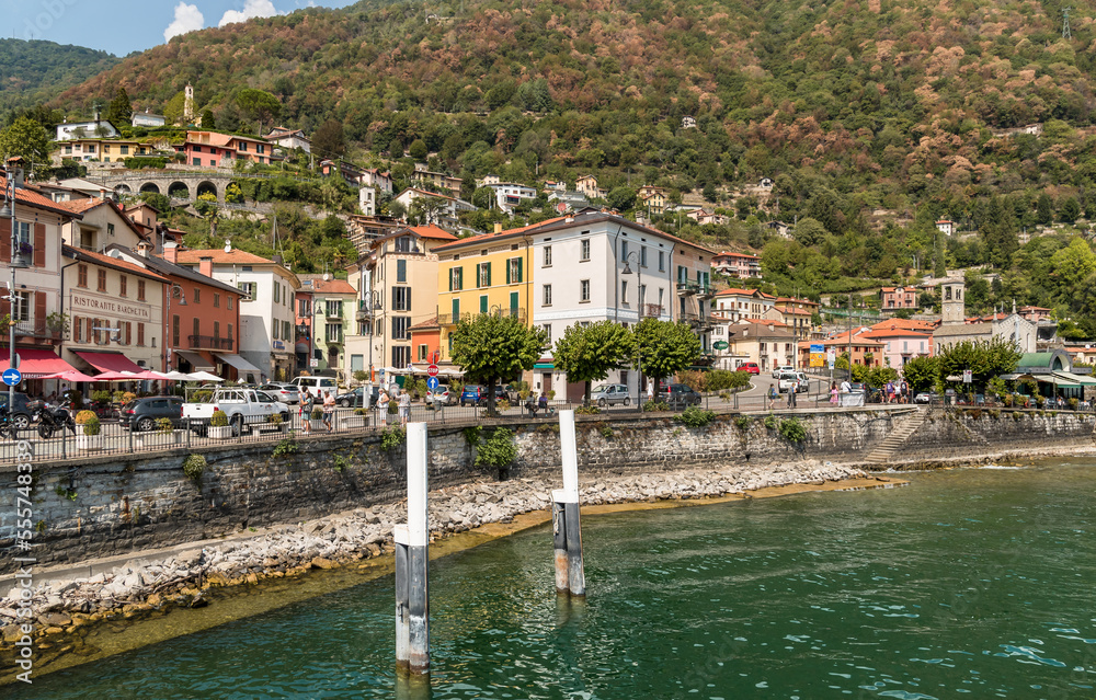 View on the historic center of Argegno village, situated on the shore of Lake Como, Lombardy, Italy