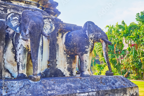 The elephants of Elephant Chedi, Wat Chiang Man temple, Chiang Mai, Thailand photo