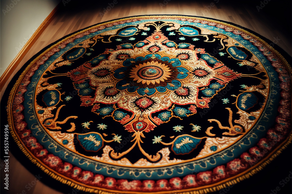 beauty of handmade Persian carpet, intricate patterns and subtle gradations in color creating a sense of wonder and enchantment