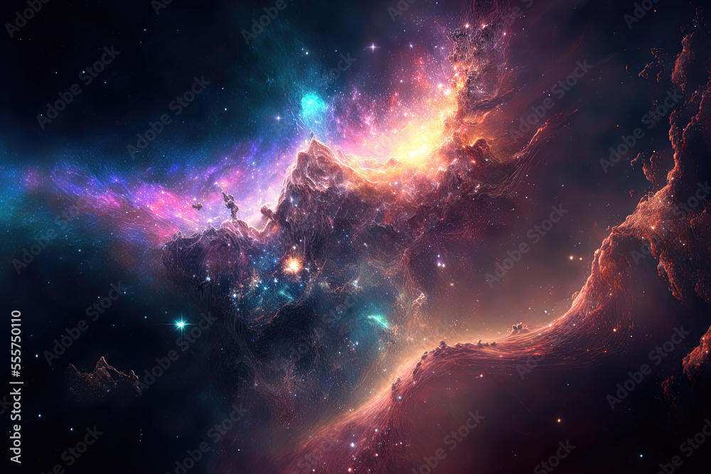 HD wallpaper of a galaxy nebula and stars in space. Generative AI