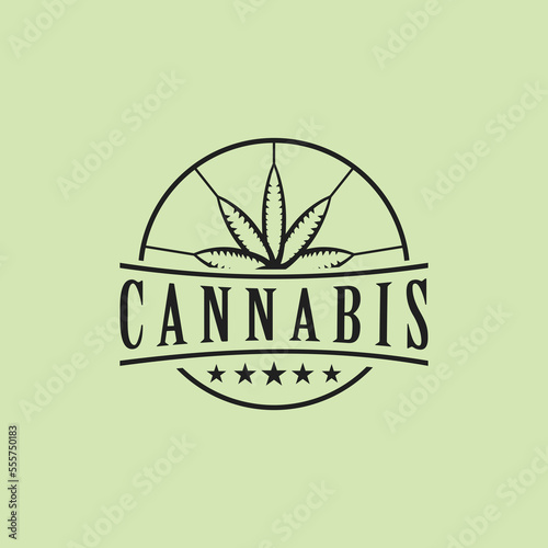 Cannabis as a logo design. Illustration of cannabis as a logo design on a green background
