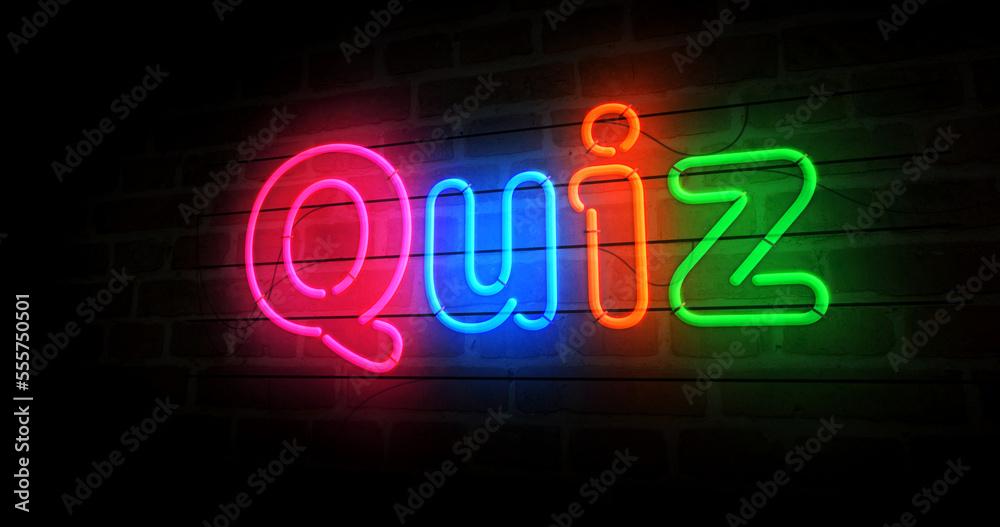 Quiz and question neon light 3d illustration Quiz and question neon light 3d illustration