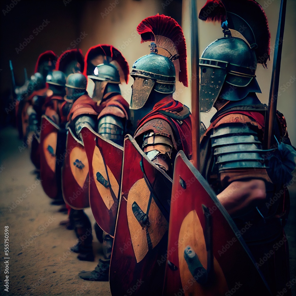 The Roman ancient army is preparing for battle. A formation of Roman