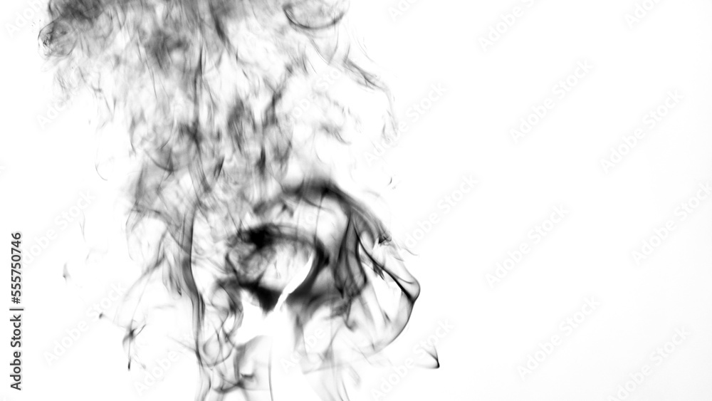 Fototapeta premium Thick black smoke on a white isolated background