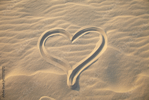 Heart Drawing on Sand, Biscarrosse, Landes, Aquitaine, France photo