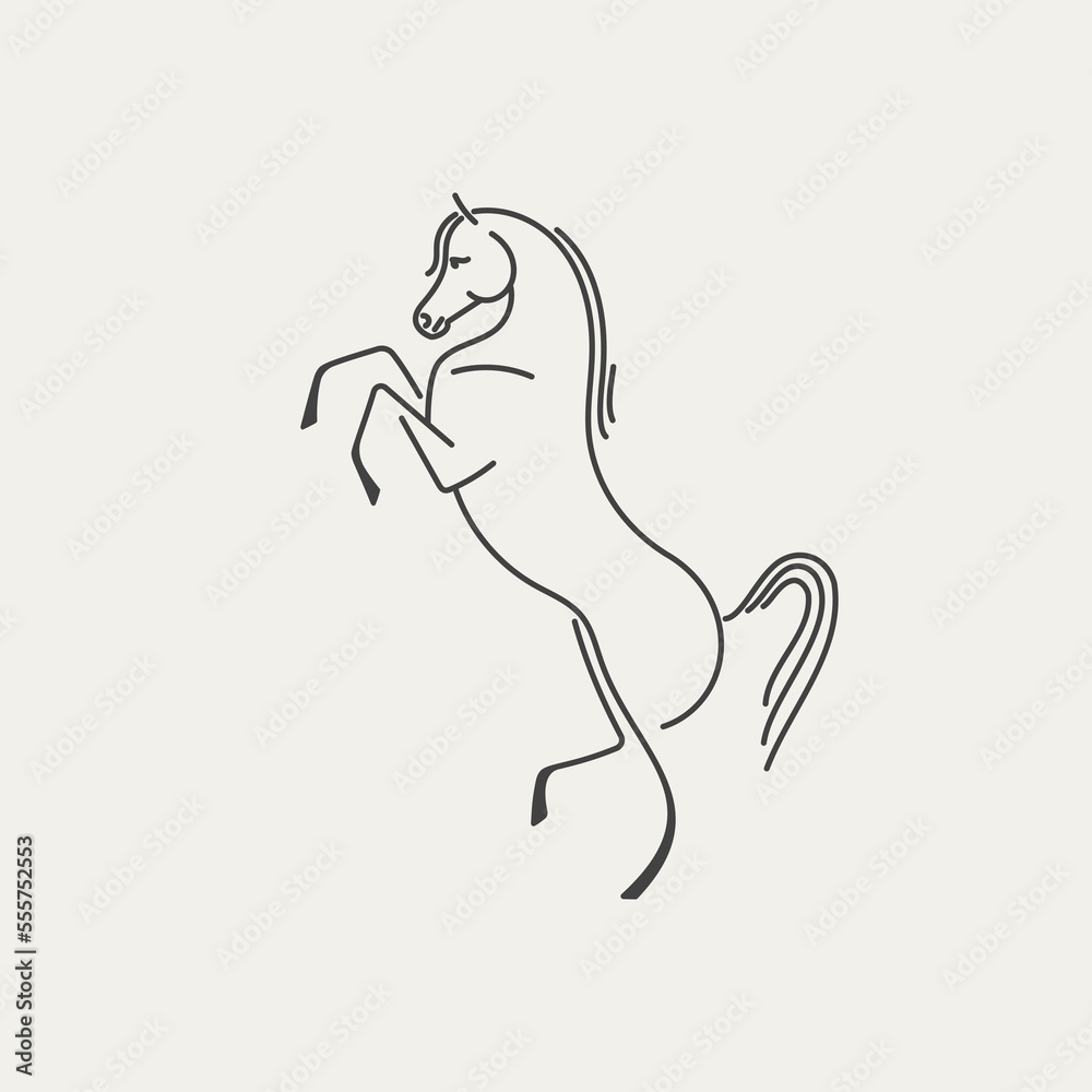 Obraz premium Stylized drawing of an Arab horse standing on its hind legs