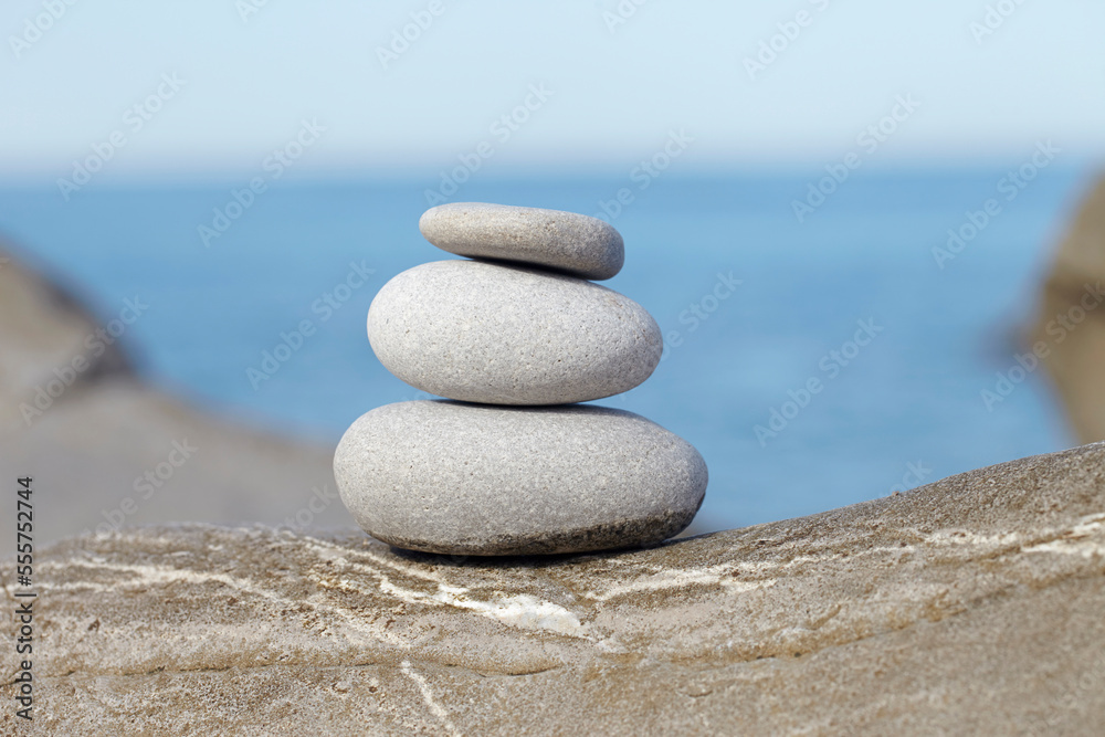 Stacked Balanced Stones, Biarritz, France Stacked Balanced Stones, Biarritz, France