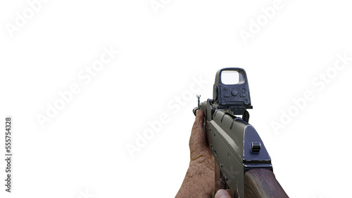 Canvas Print First-person, FPS shooter war game screenshot concept - PNG format, easy background replecement