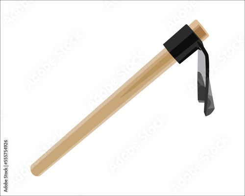 Vector of Hoe Carpentry Hand Tool Equipment isolated on white background. Vector illustration isolated.