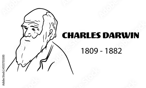 Charles Darwin portrait sketch vector photo