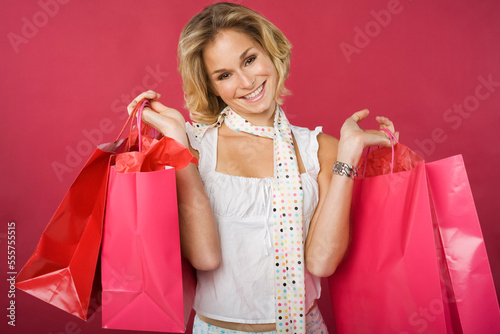 Portrait of Woman with Shopping Bags