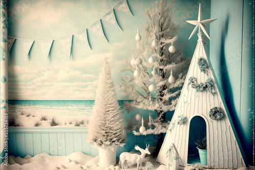 Holiday decorated house interior via regenerative AI.