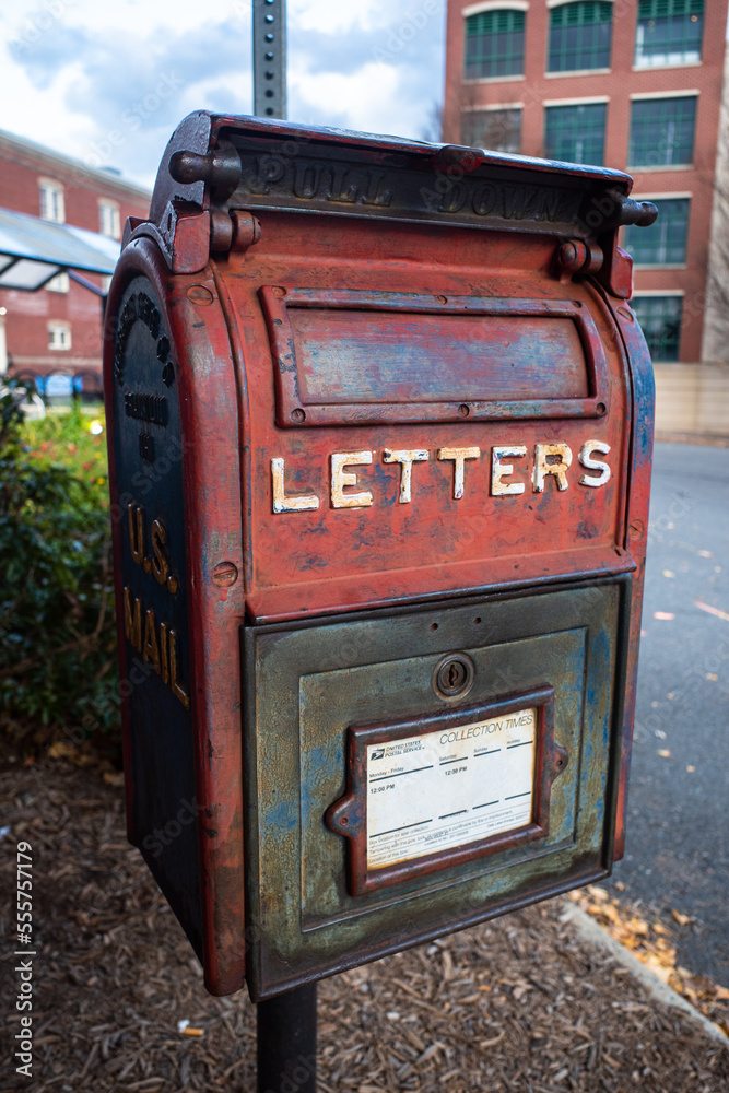 Old, red letter box in Manassas, Virginia Old, red letter box in Manassas, Virginia
